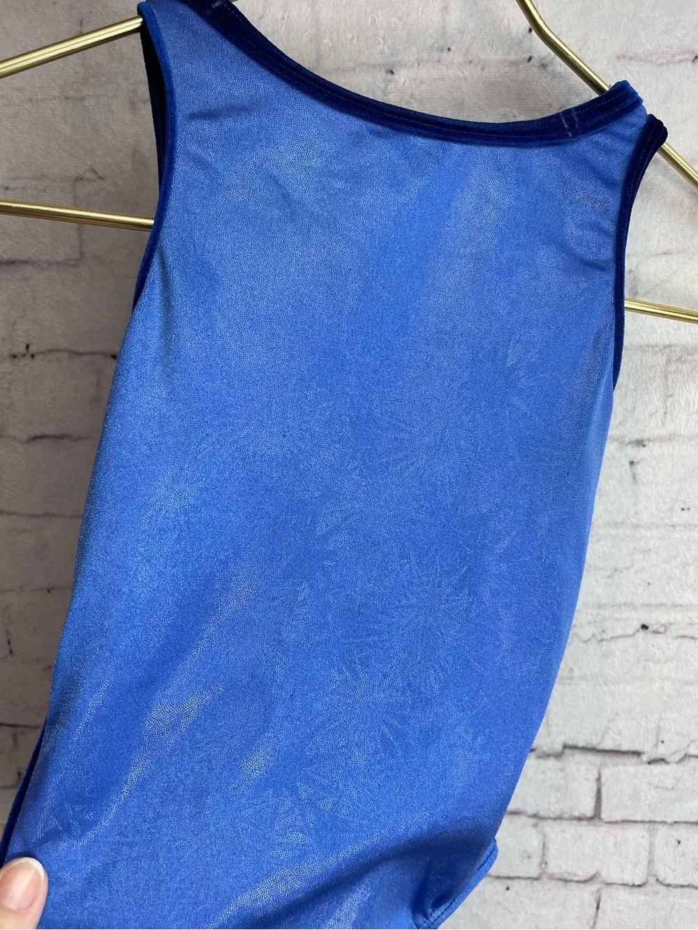 GK child’s large blue leotard gymnastics